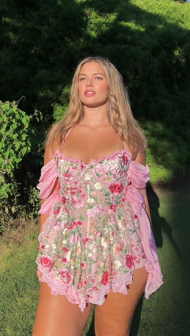 AIIZIE THE ROSETTA SILK MINI DRESS - product image