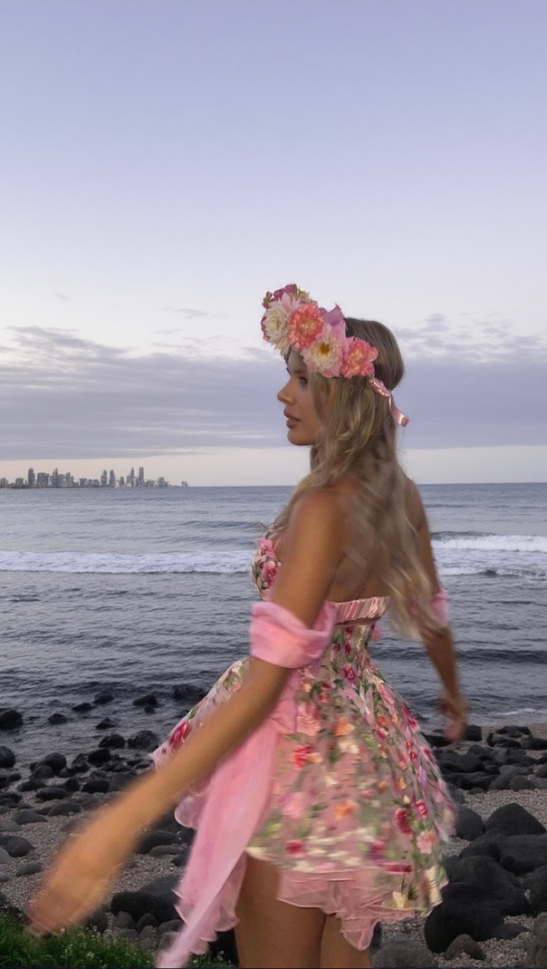 AIIZIE THE ROSETTA SILK MINI DRESS - product image
