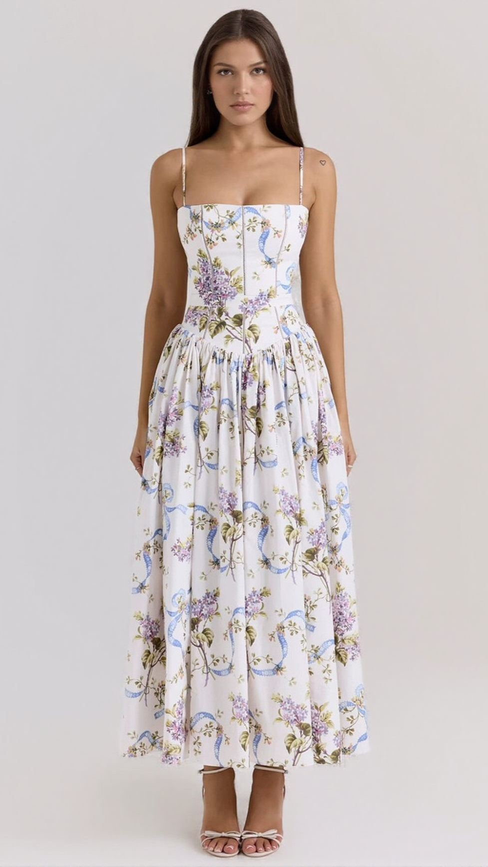 TASMIN MIDI DRESS - WHITE FLORAL