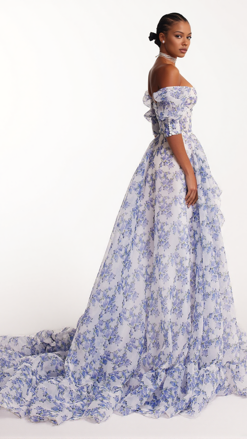 BLUE HYDRANGEA MAXI PRINCESS DRESS