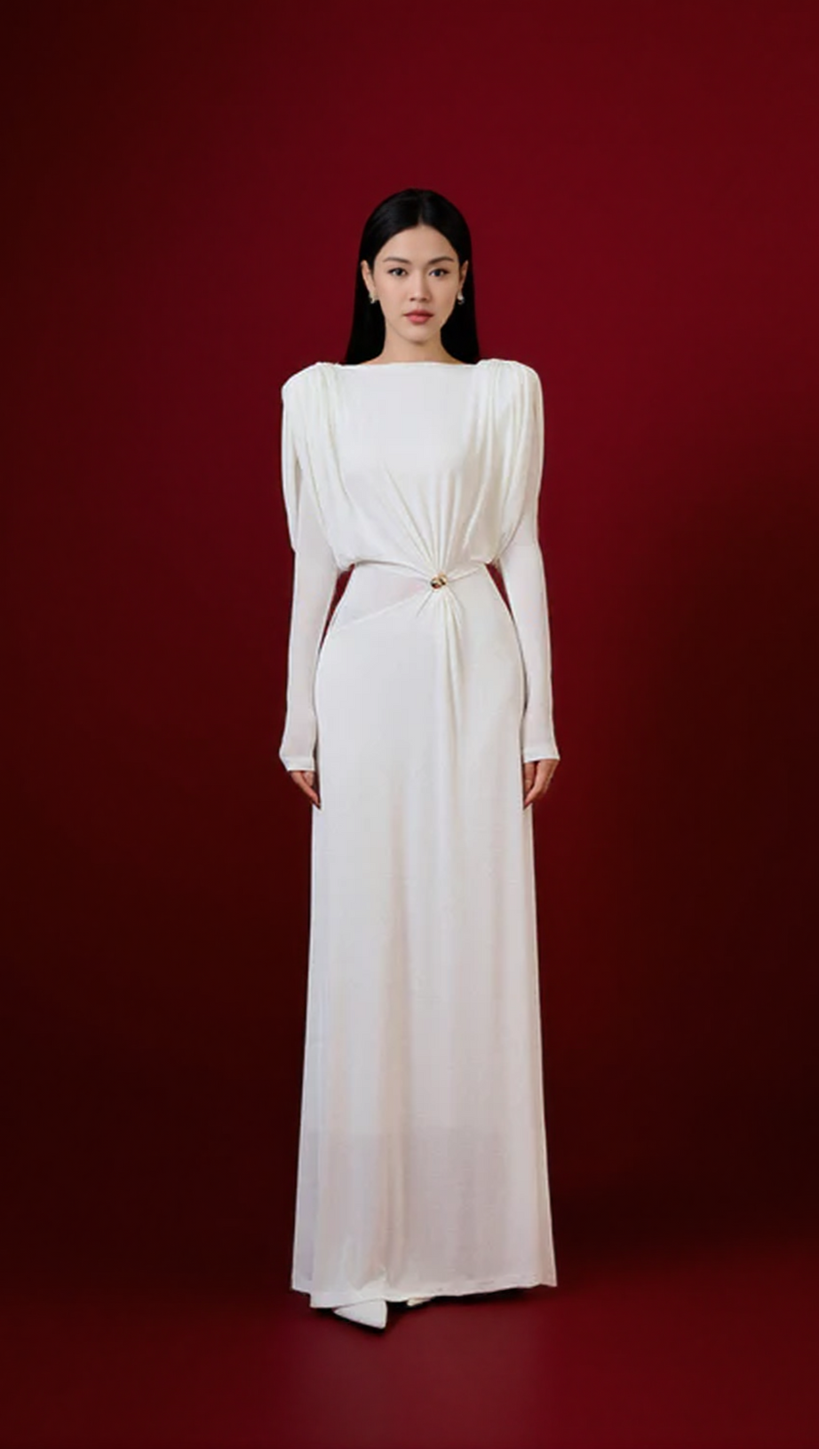 pleated knitted maxi dress Kurt Knit Pleated Maxi Dress in Ivory Merino Wool Gabriela Hearst