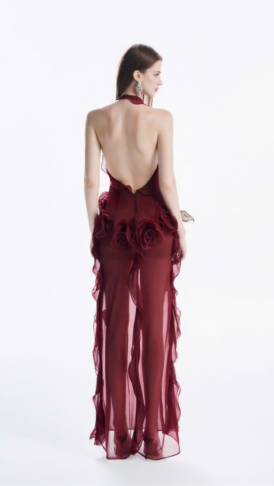 ABITO CORTO A FIORI GRIGIO MELISSA CON PIEGHE ASIMMETRICHE