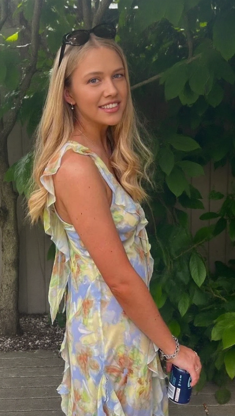 CECILIA CHIFFON RUFFLES MAXI DRESS IN BLUE