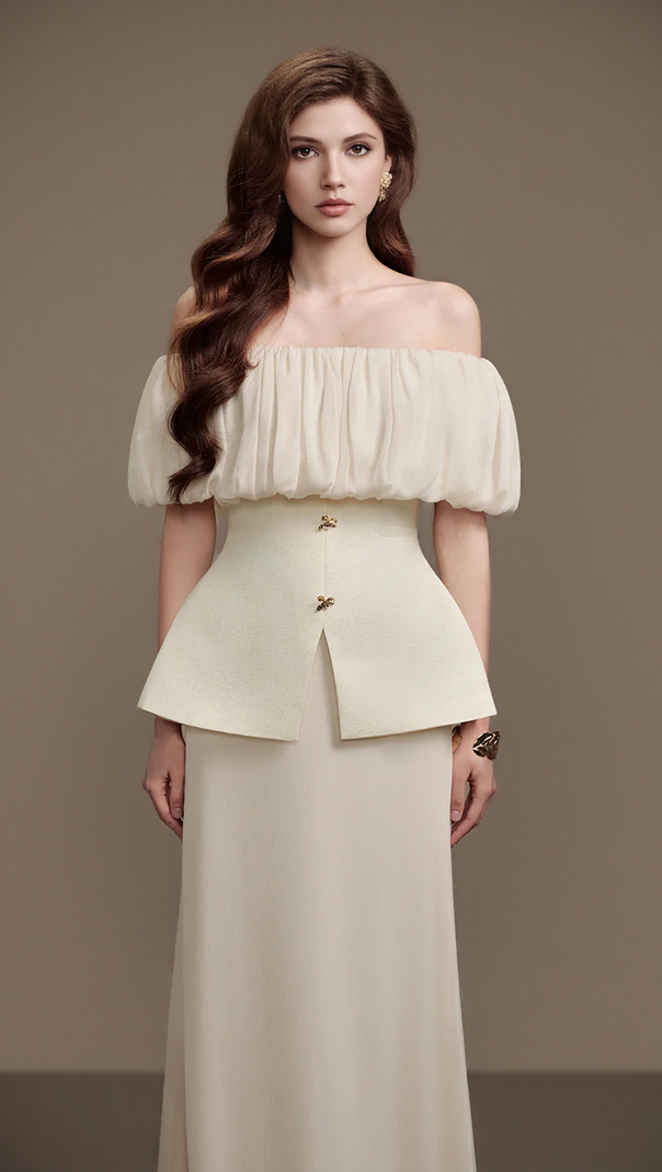 AIIZIE KAREN STRAIGHT PLAIN FOAM SILK STRAPLESS MAXI DRESS IN WHITE - product image