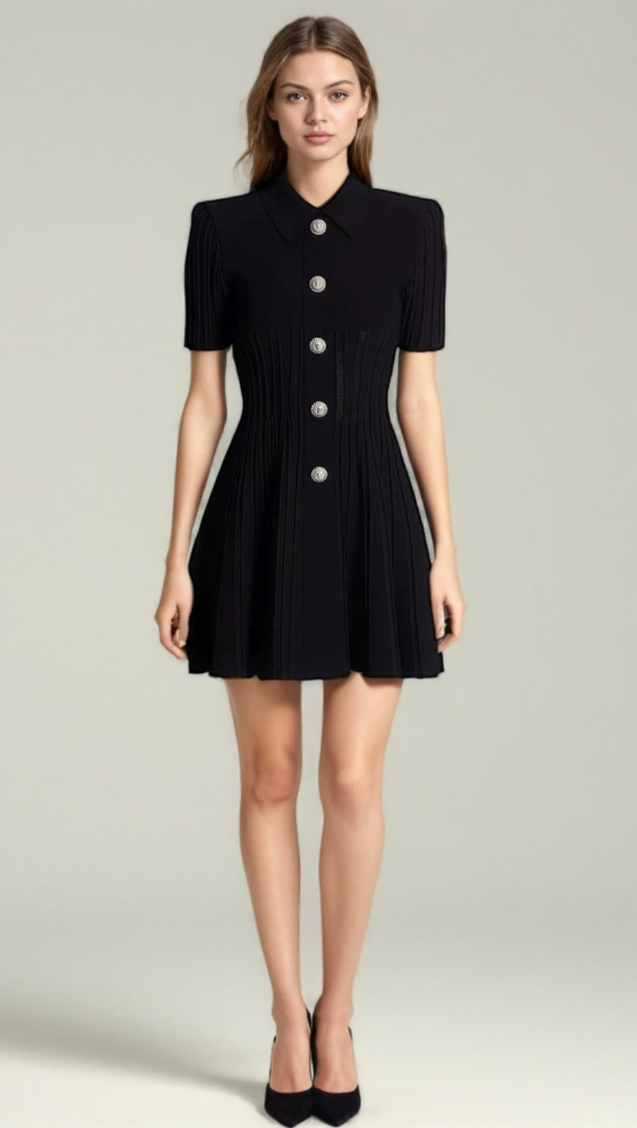 KRISTIN BLACK KNITTED MINI DRESS