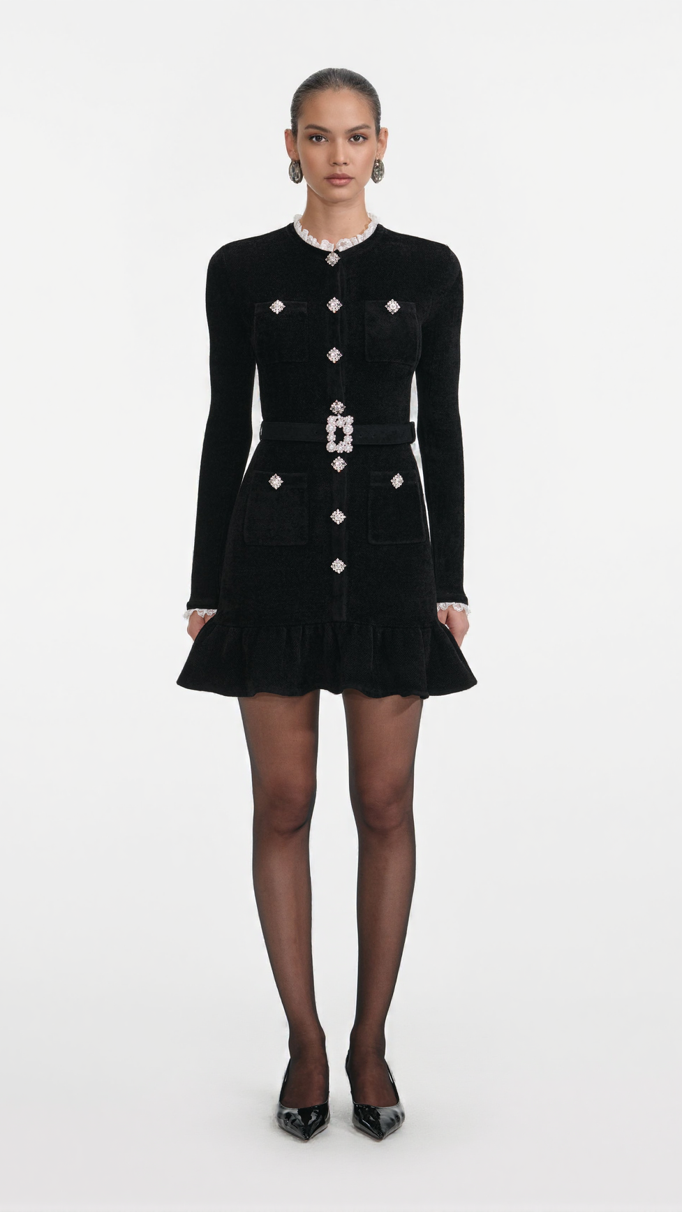 INGRID BLACK CHENILLE KNIT MINI DRESS