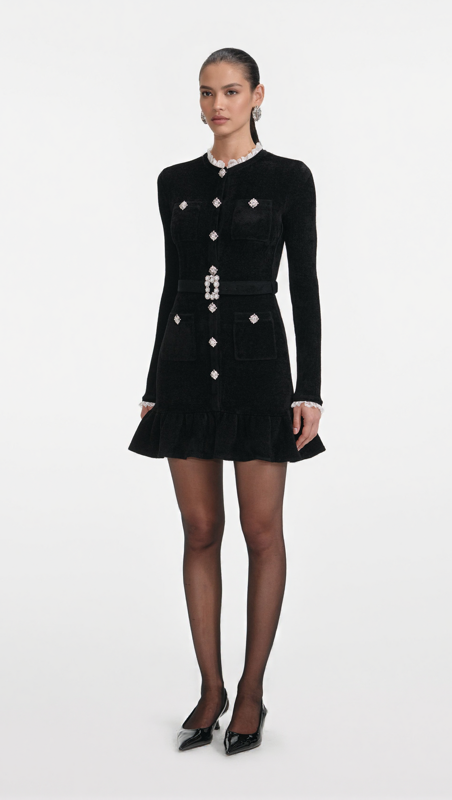 INGRID BLACK CHENILLE KNIT MINI DRESS