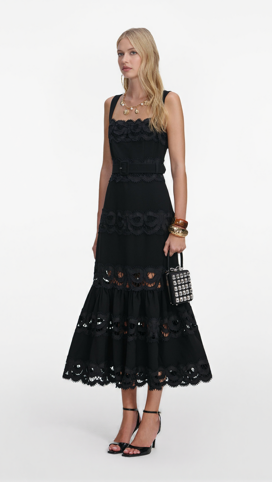 RAE BLACK CREPE MIDI DRESS