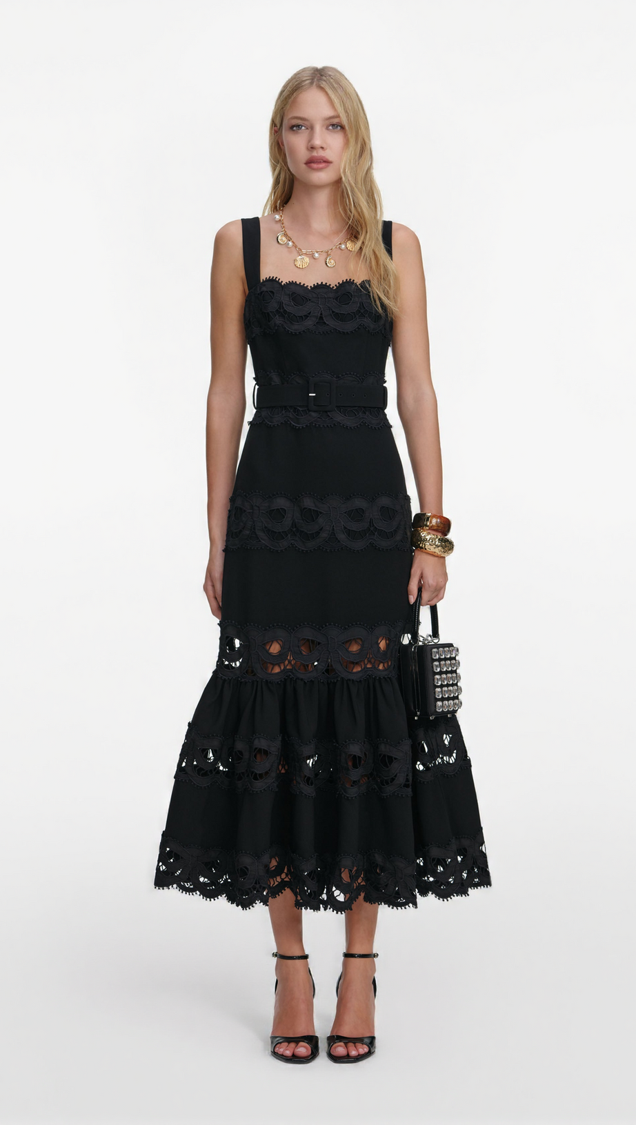 RAE BLACK CREPE MIDI DRESS