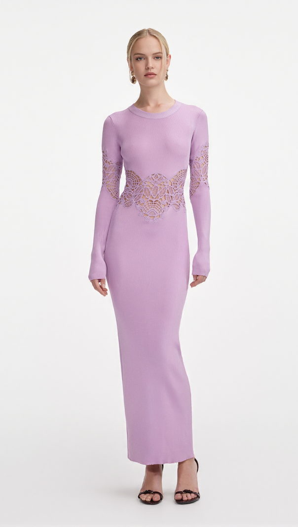 AIIZIE BLANCHE PINK VISCOSE KNIT CUT OUT MAXI DRESS - product image