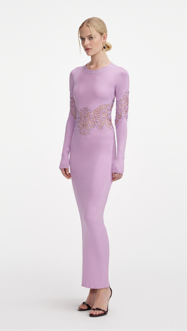 AIIZIE BLANCHE PINK VISCOSE KNIT CUT OUT MAXI DRESS - product image