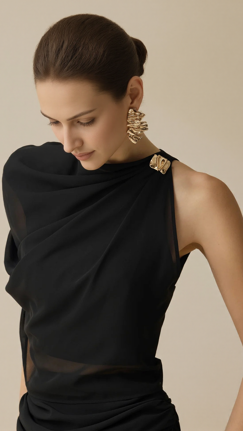 CHRISTINE OFF-SHOULDER PLEATED TWO-PIECE MERMAID SKIRT IN BLACK