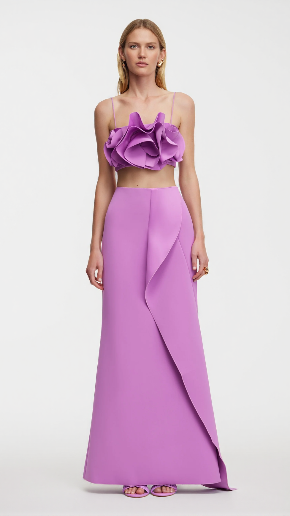 IRREGULAR RUFFLE FISHTAIL SKIRT IN PURPLE