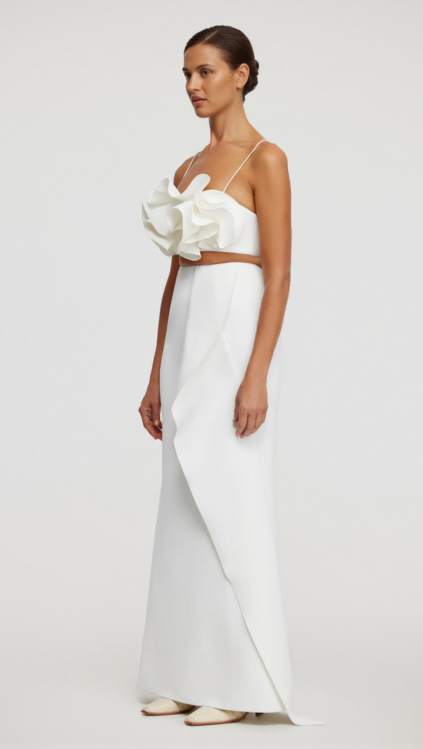 AIIZIE IRREGULAR RUFFLE FISHTAIL SKIRT IN IVORY - product image