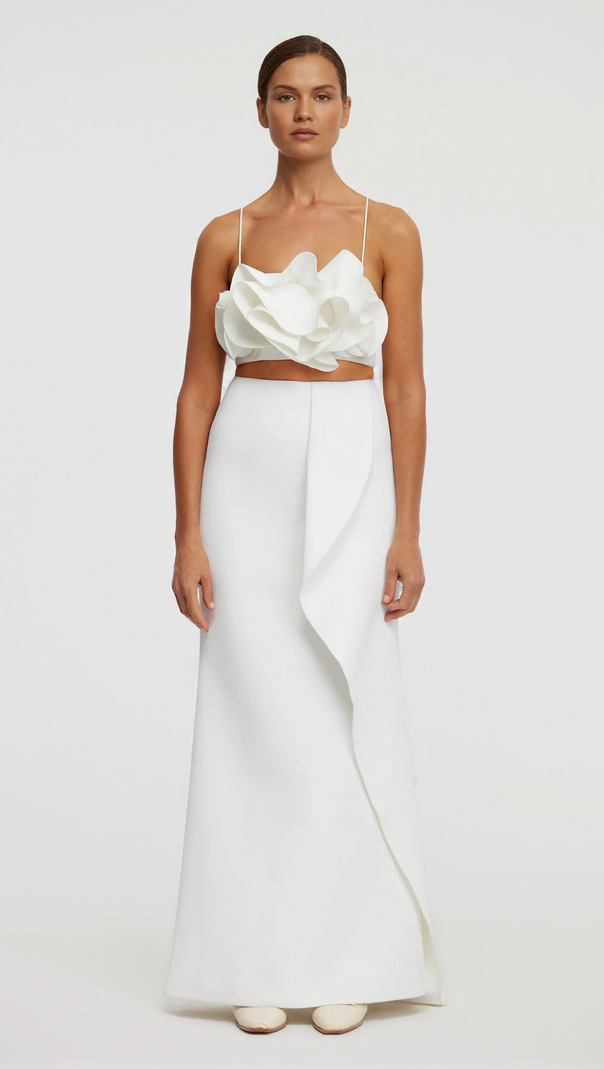 AIIZIE IRREGULAR RUFFLE FISHTAIL SKIRT IN IVORY - product image