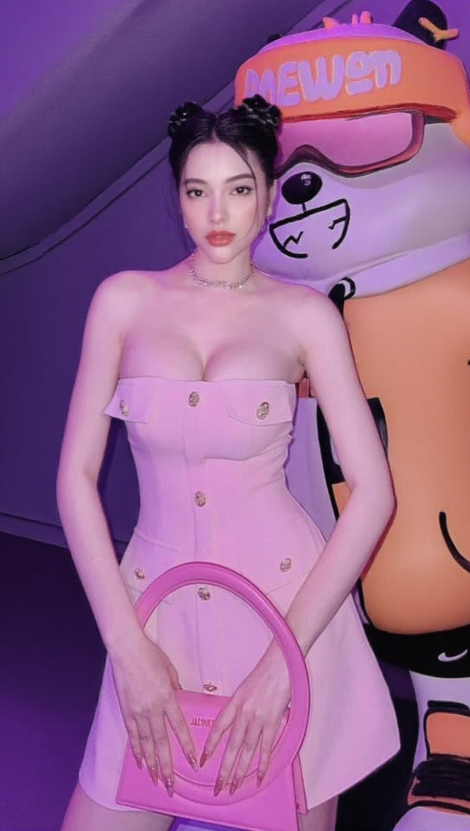 PINK STRAPLESS MINI DRESS