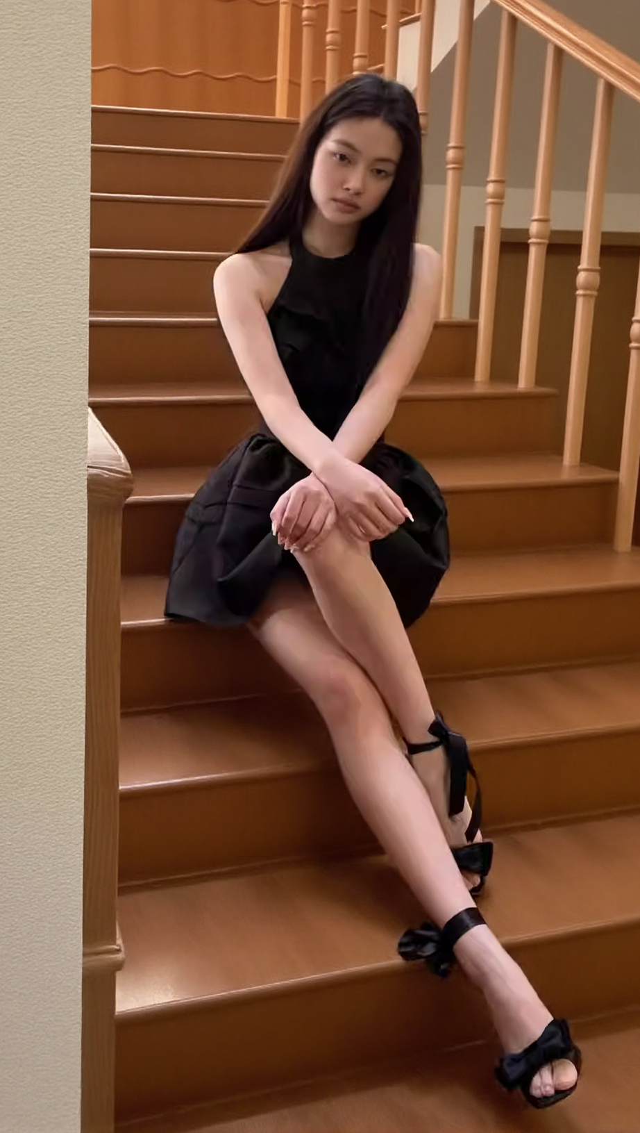 HALTERNECK ROSE MINI DRESS IN BLACK