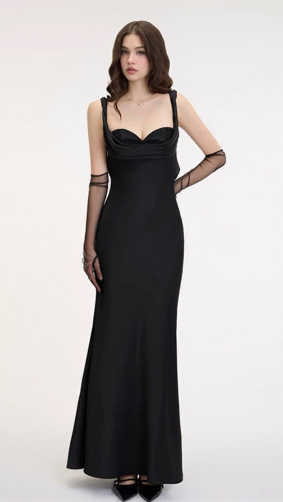 GWENDOLYN CORSET BODYCON MERMAID MAXI DRESS IN BLACK