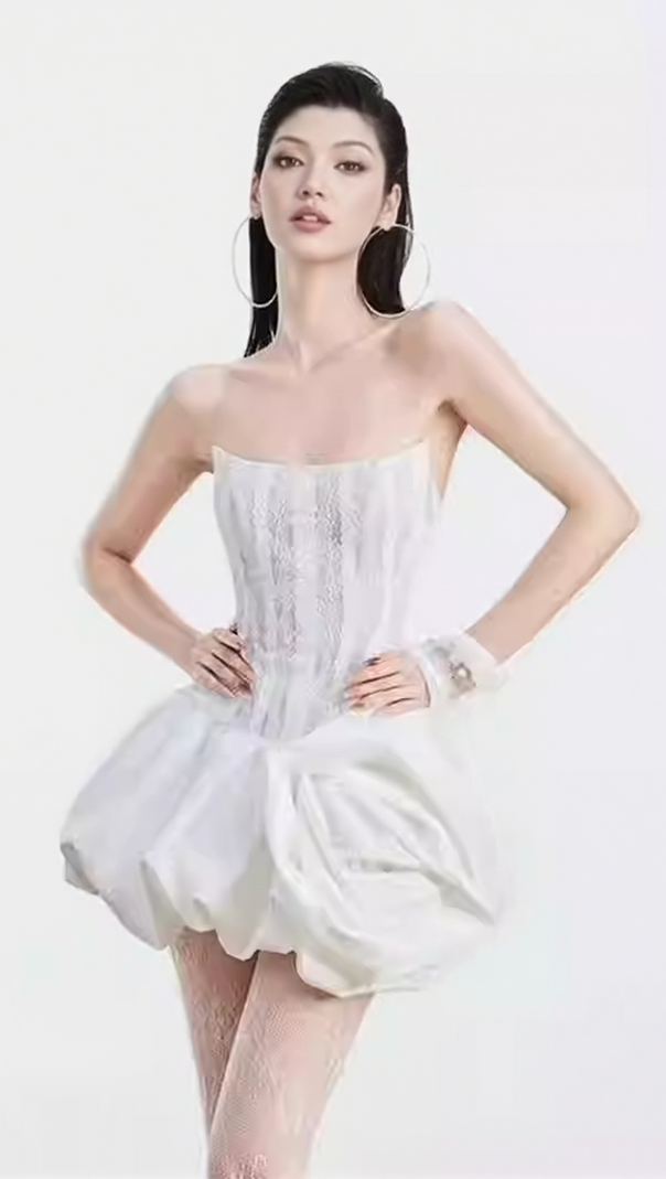 AIIZIE IRENE WHITE STRAPLESS CORSET MINI DRESS - product image