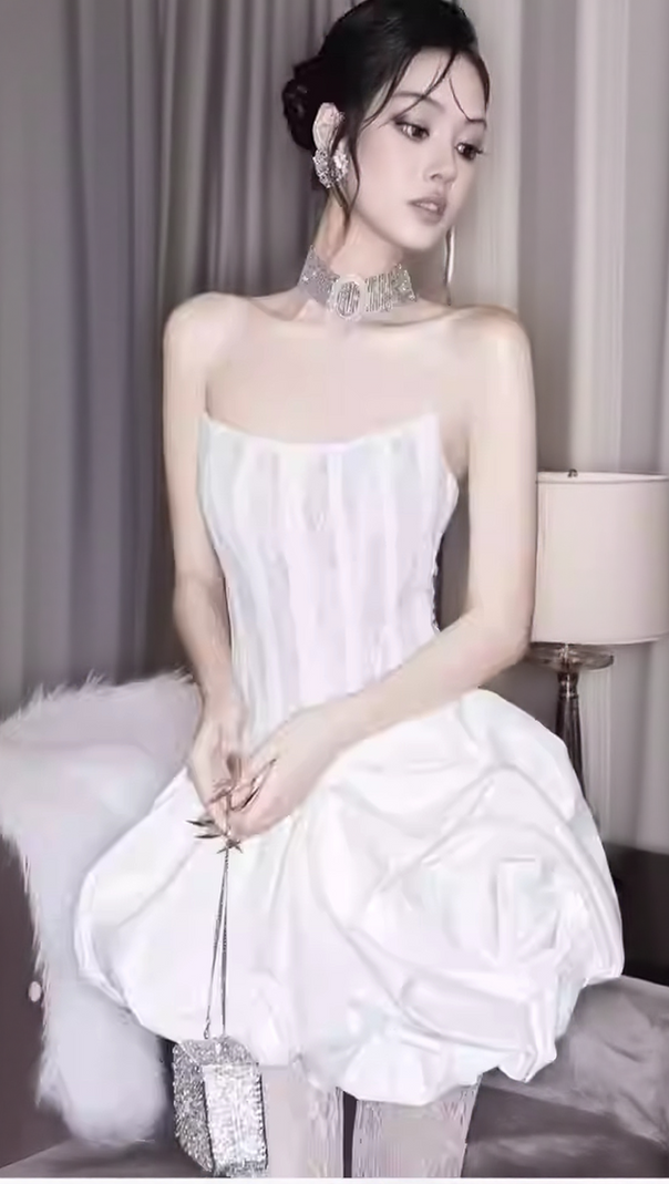 AIIZIE IRENE WHITE STRAPLESS CORSET MINI DRESS - product image