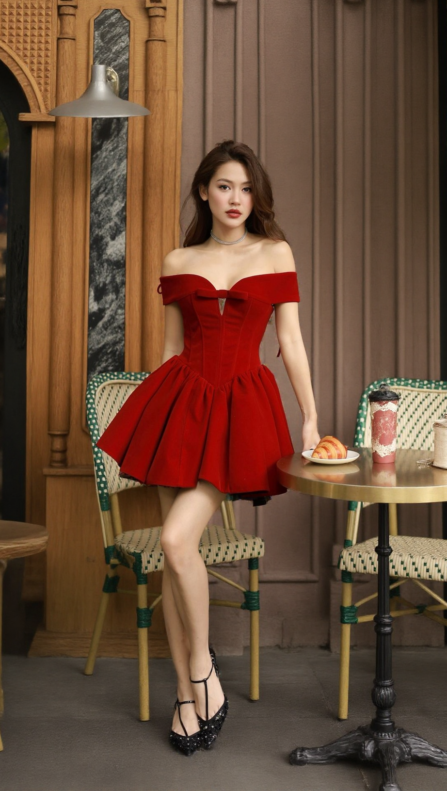 IREM RED VELVET OFF-SHOULDER CORSET MINI DRESS | PARTY & DATE NIGHT GLAM