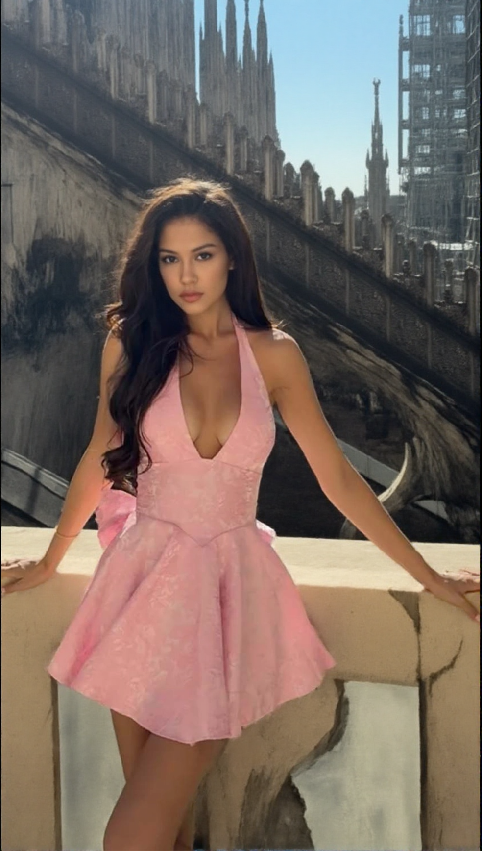 DEEP V-NECK SHORT FLORAL HOMECOMING DRESS