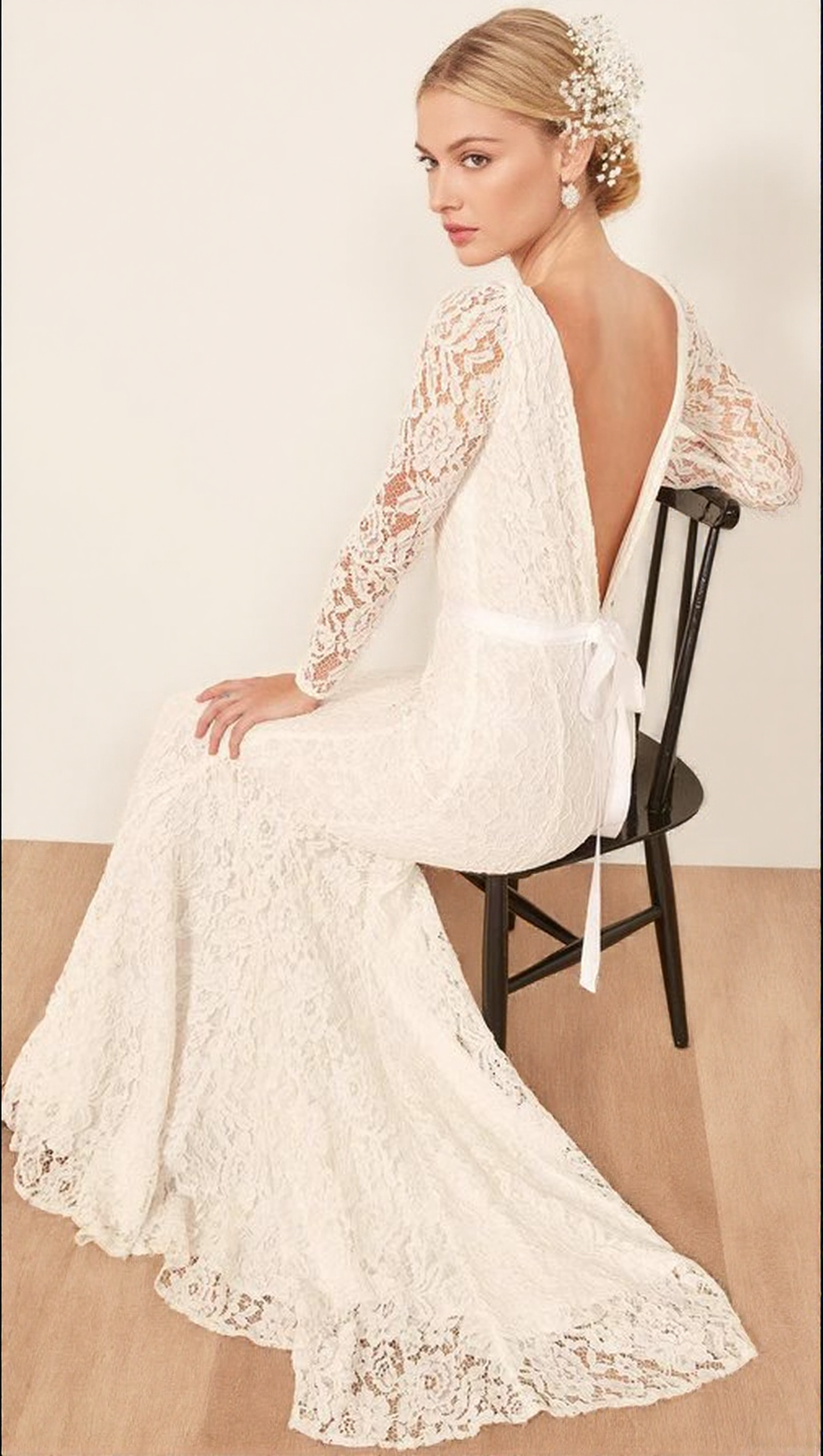 HAYNES ELEGANT WHITE LACE LONG SLEEVE MAXI DRESS - BRIDAL & FORMAL GOWN