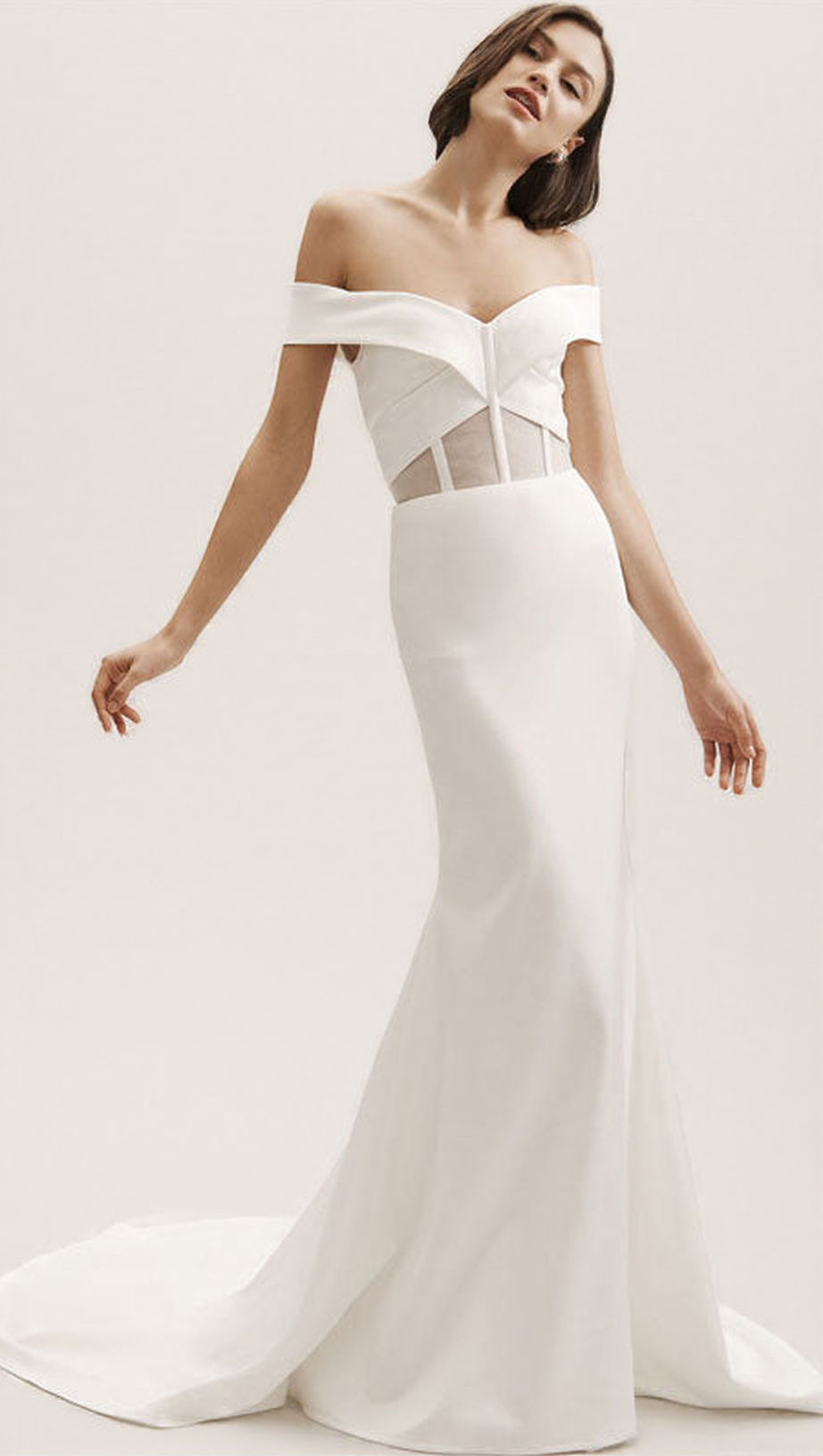 GLAMOROUS HIDEMI WHITE CORSET OFF-SHOULDER MAXI GOWN