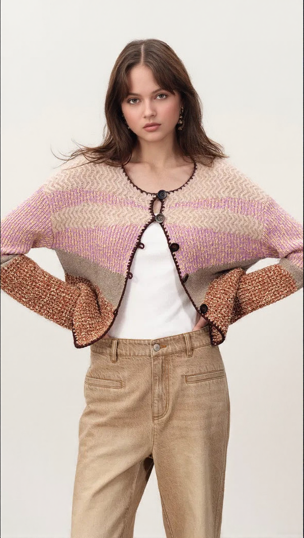 AIIZIE HASEL MULTI-COLOR STRIPED KNIT CARDIGAN - CHIC BOHO LAYERING FOR WOMEN - product image