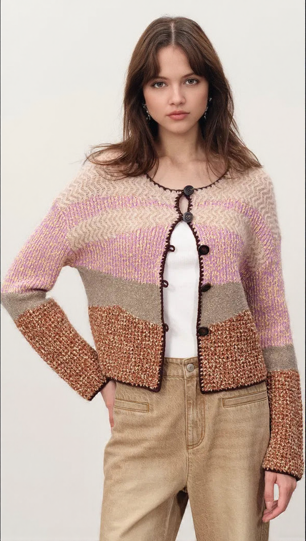 AIIZIE HASEL MULTI-COLOR STRIPED KNIT CARDIGAN - CHIC BOHO LAYERING FOR WOMEN - product image