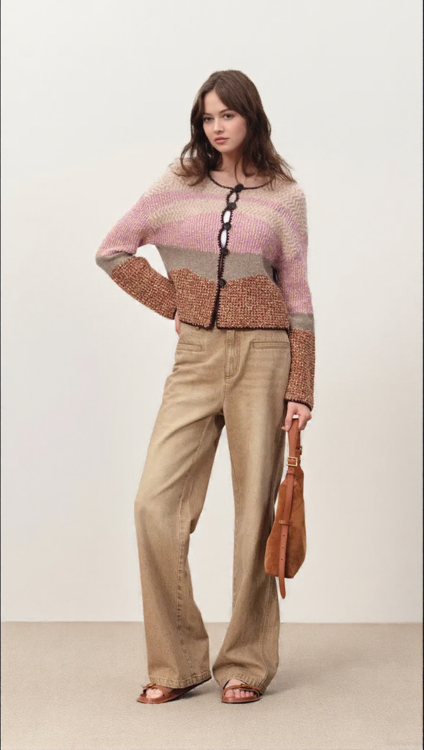 AIIZIE HASEL MULTI-COLOR STRIPED KNIT CARDIGAN - CHIC BOHO LAYERING FOR WOMEN - product image