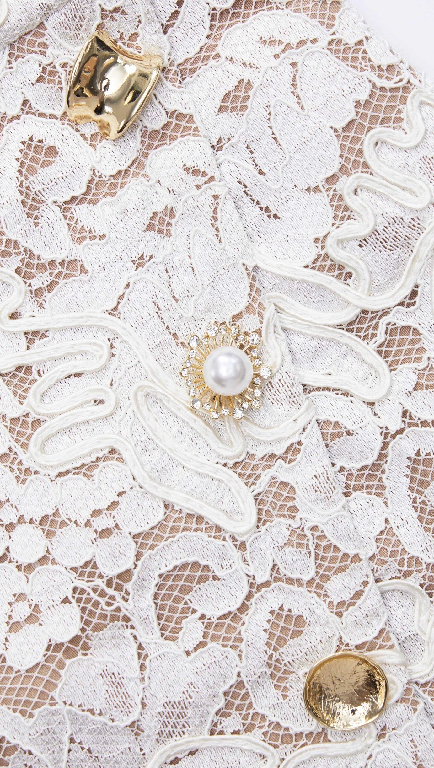 CREAM CORD LACE MINI DRESS