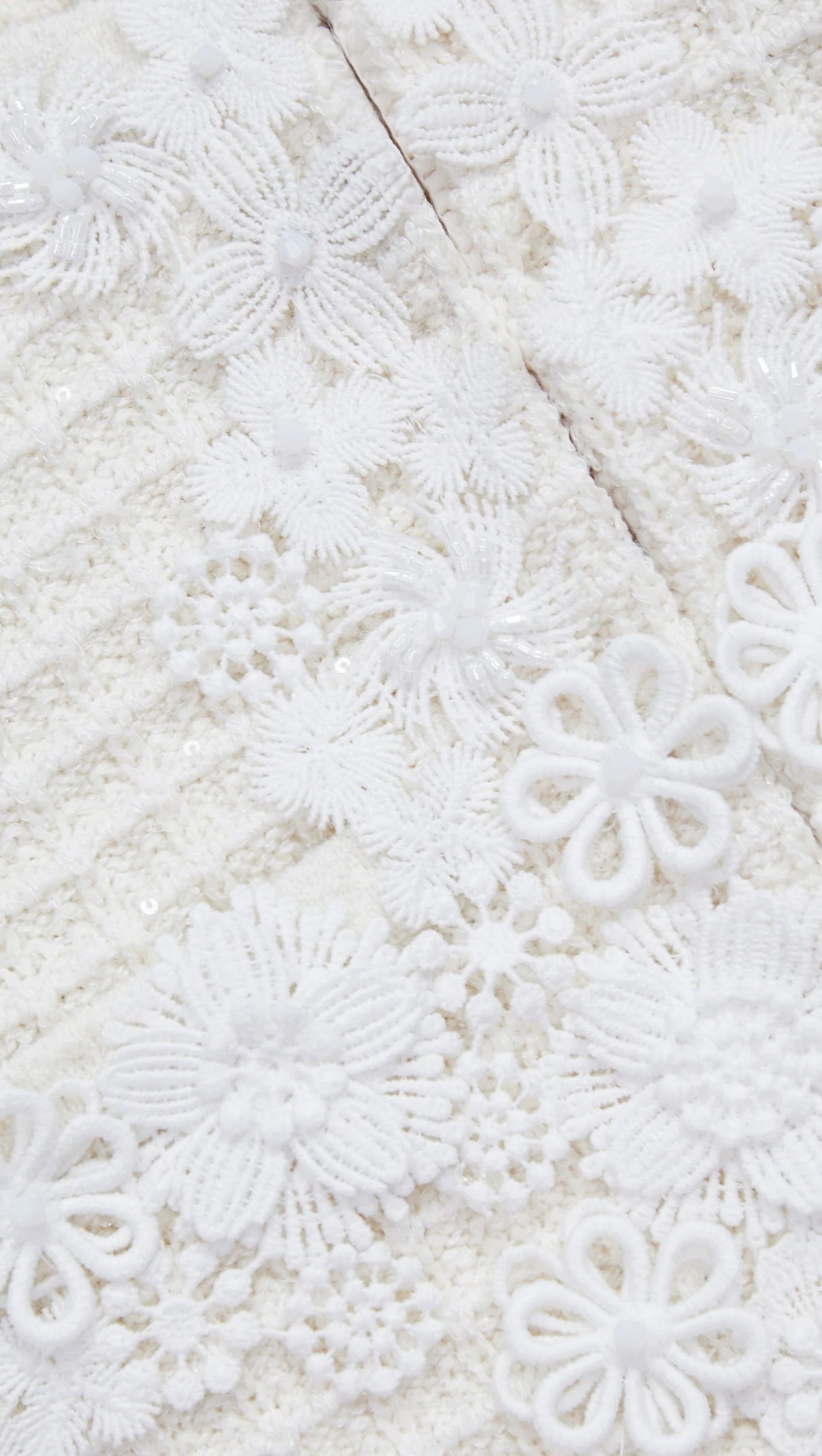 AIIZIE CREAM KNIT FLORAL TRIM CARDIGAN - product image