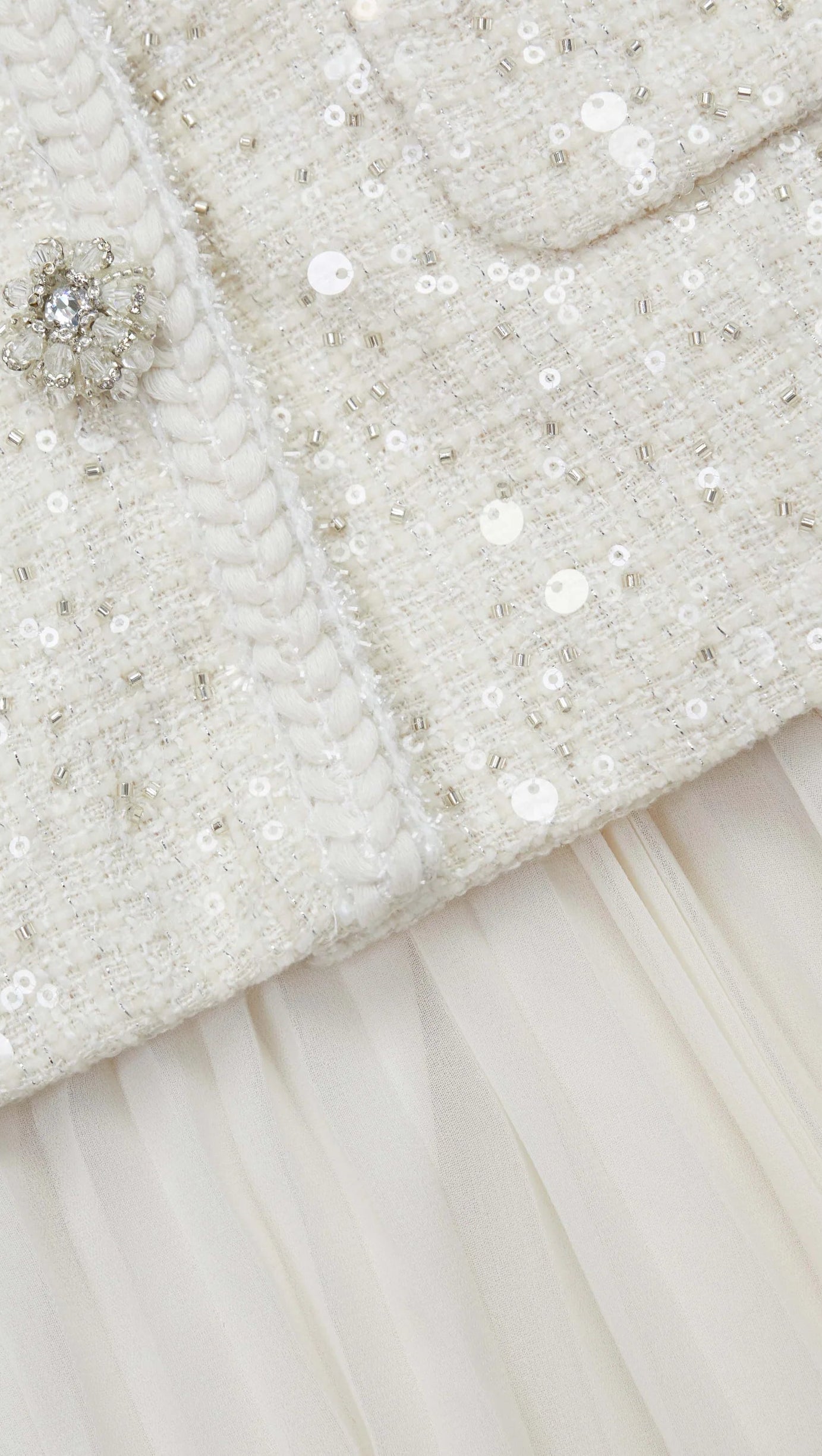 CREAM SEQUIN BOUCLE TAILORED MINI DRESS