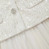 CREAM SEQUIN BOUCLE TAILORED MINI DRESS