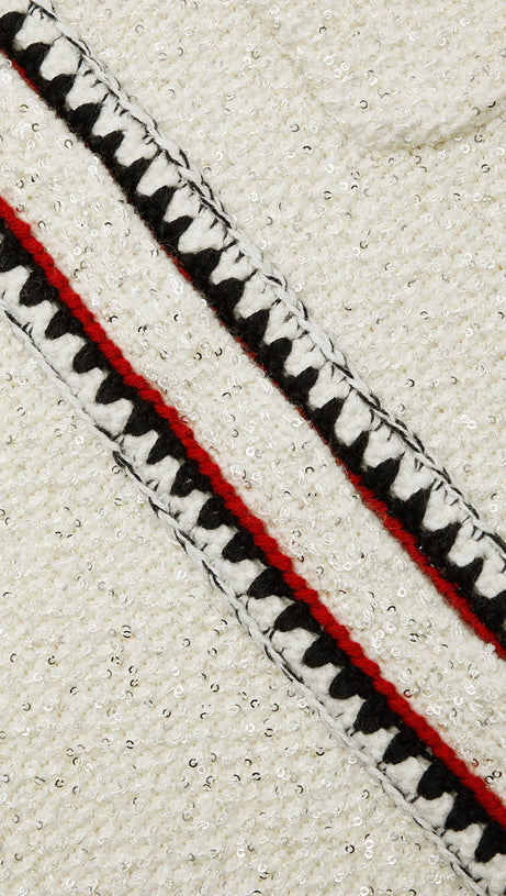 CREAM SEQUIN KNIT CARDIGAN