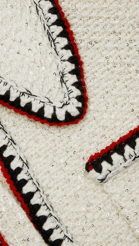 CREAM SEQUIN KNIT CARDIGAN