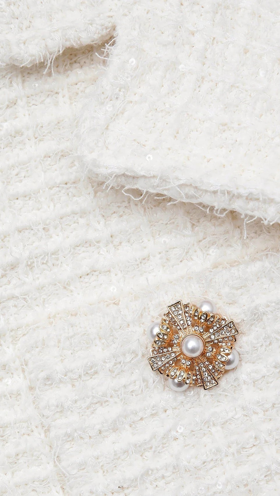 CREAM SEQUIN TEXTURED KNIT JACKET