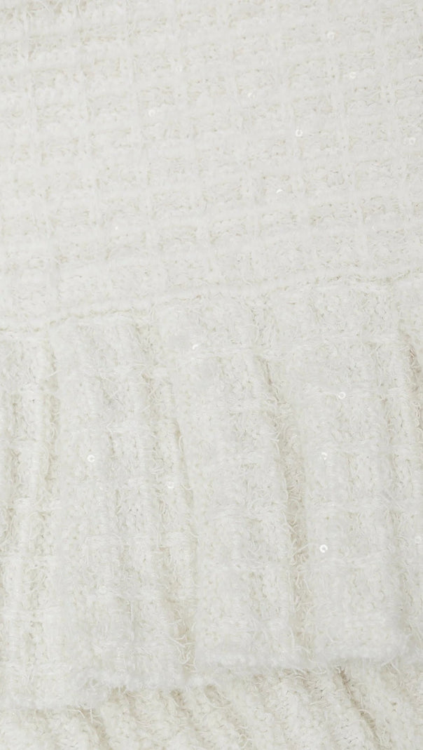 AIIZIE CREAM SEQUIN TEXTURED KNIT SKIRT - product image