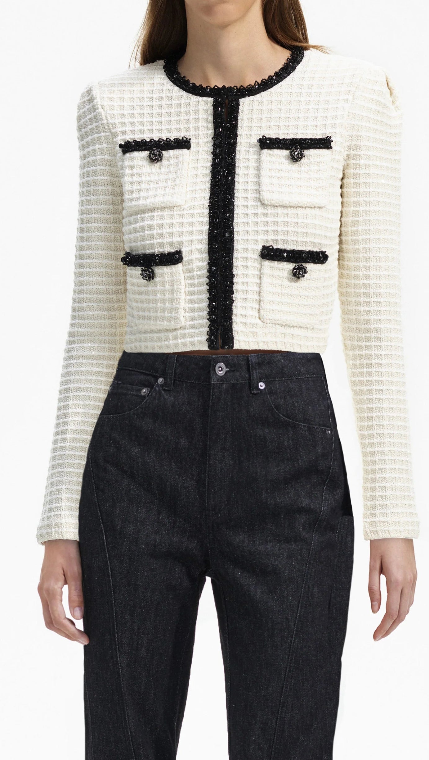 CARDIGAN IN MAGLIA CON TEXTURE CREMA 