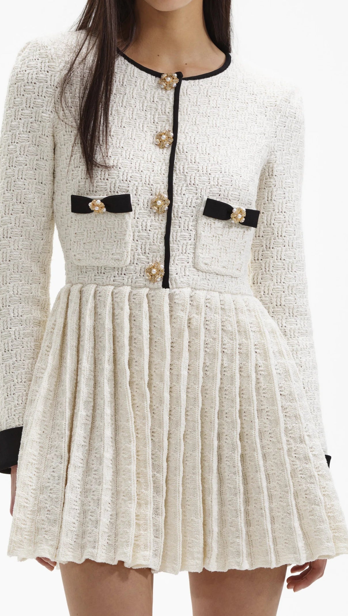 AIIZIE CREAM WEAVE KNIT MINI DRESS - product image