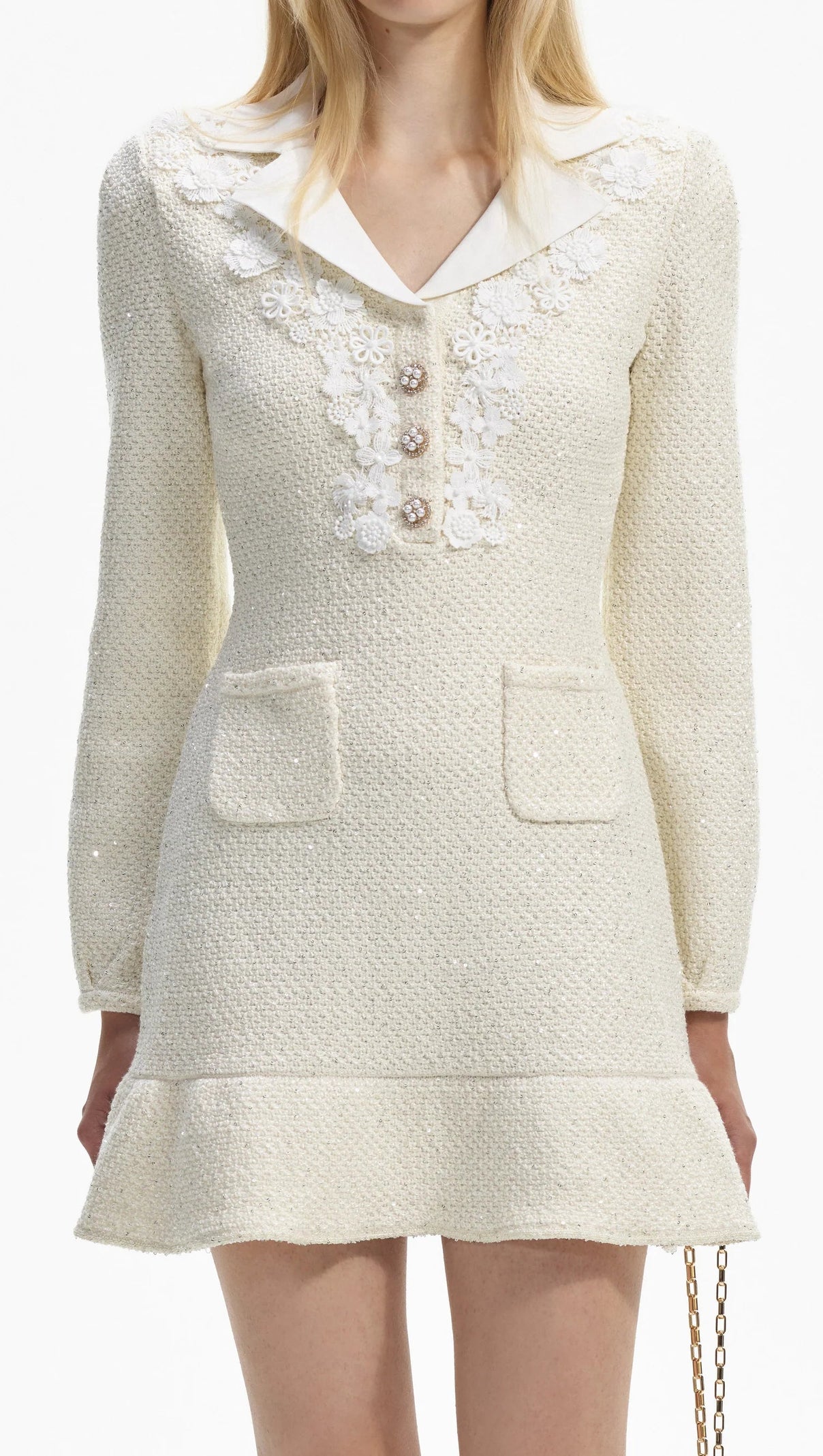AIIZIE CREAM SEQUIN KNIT MINI DRESS - product image