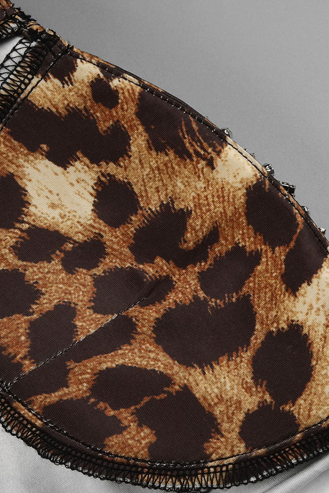 AIIZIE ANIMAL PRINT CRYSTAL BUSTIER A LINE MIDI DRESS - product image