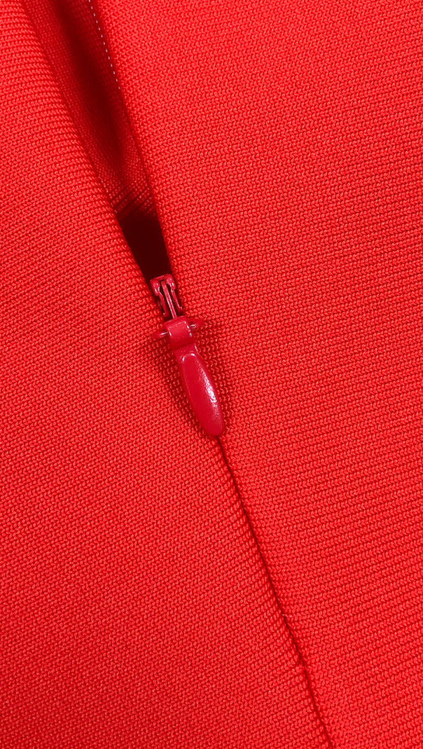AIIZIE CRYSTAL DRAPED MAXI DRESS RED - product image