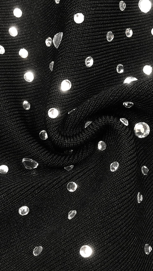 AIIZIE CRYSTAL VELVET SINGLET MAXI DRESS IN MIDNIGHT BLACK - product image