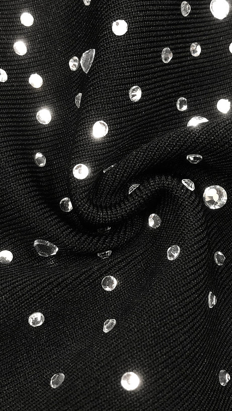 CRYSTAL VELVET SINGLET MAXI DRESS IN MIDNIGHT BLACK