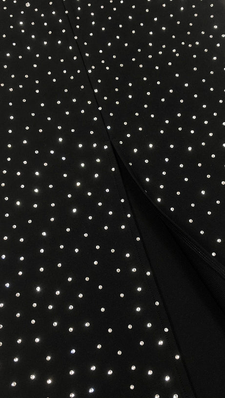 CRYSTAL VELVET SINGLET MAXI DRESS IN MIDNIGHT BLACK