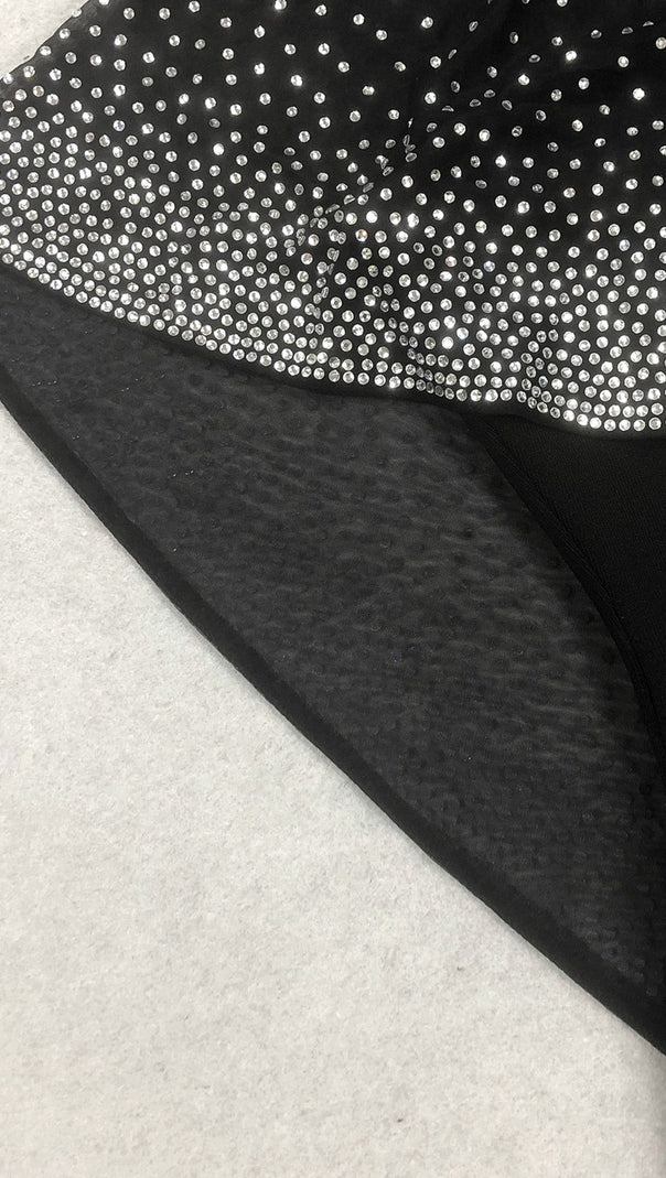 AIIZIE CRYSTAL OVERLAY MAXI DRESS BLACK - product image
