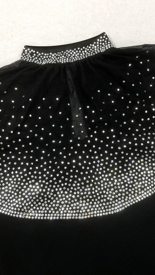 AIIZIE CRYSTAL OVERLAY MAXI DRESS BLACK - product image