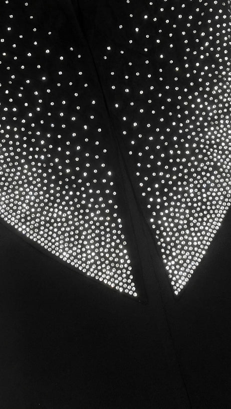 ABITO LUNGO CON SOVRAPPOSIZIONE DI CRISTALLI NERO